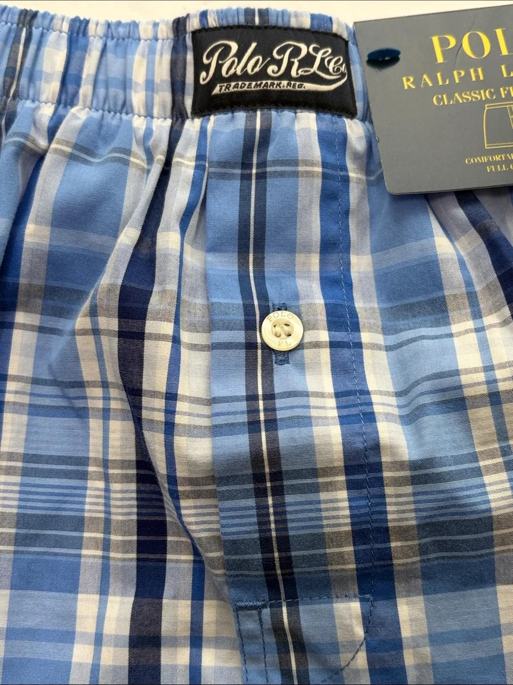 Polo Ralph Lauren Blue Plaid Boxer Shorts Underwear Men’s Sz M NWT